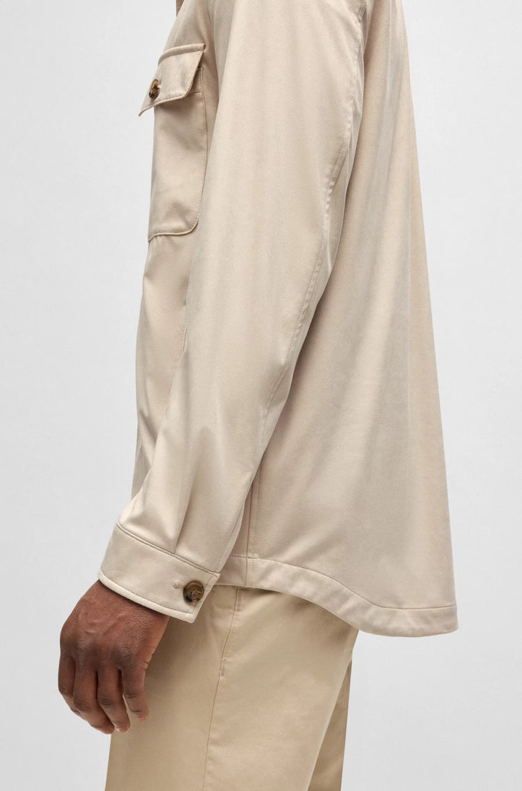 Relaxed fit-overshirt i superstretchigt tyg - Open White