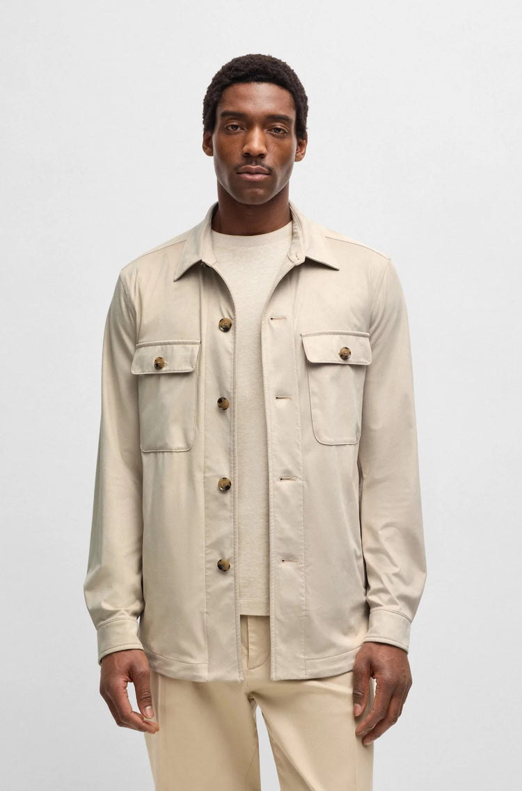 Relaxed fit-overshirt i superstretchigt tyg - Open White