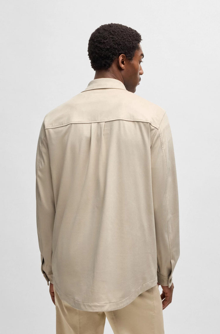 Relaxed fit-overshirt i superstretchigt tyg - Open White