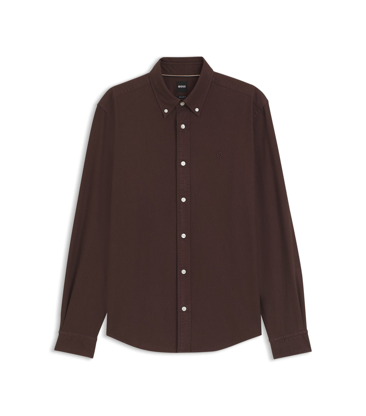 Regular-fit button down-skjorta i Oxford-bomull - Mörkbrun