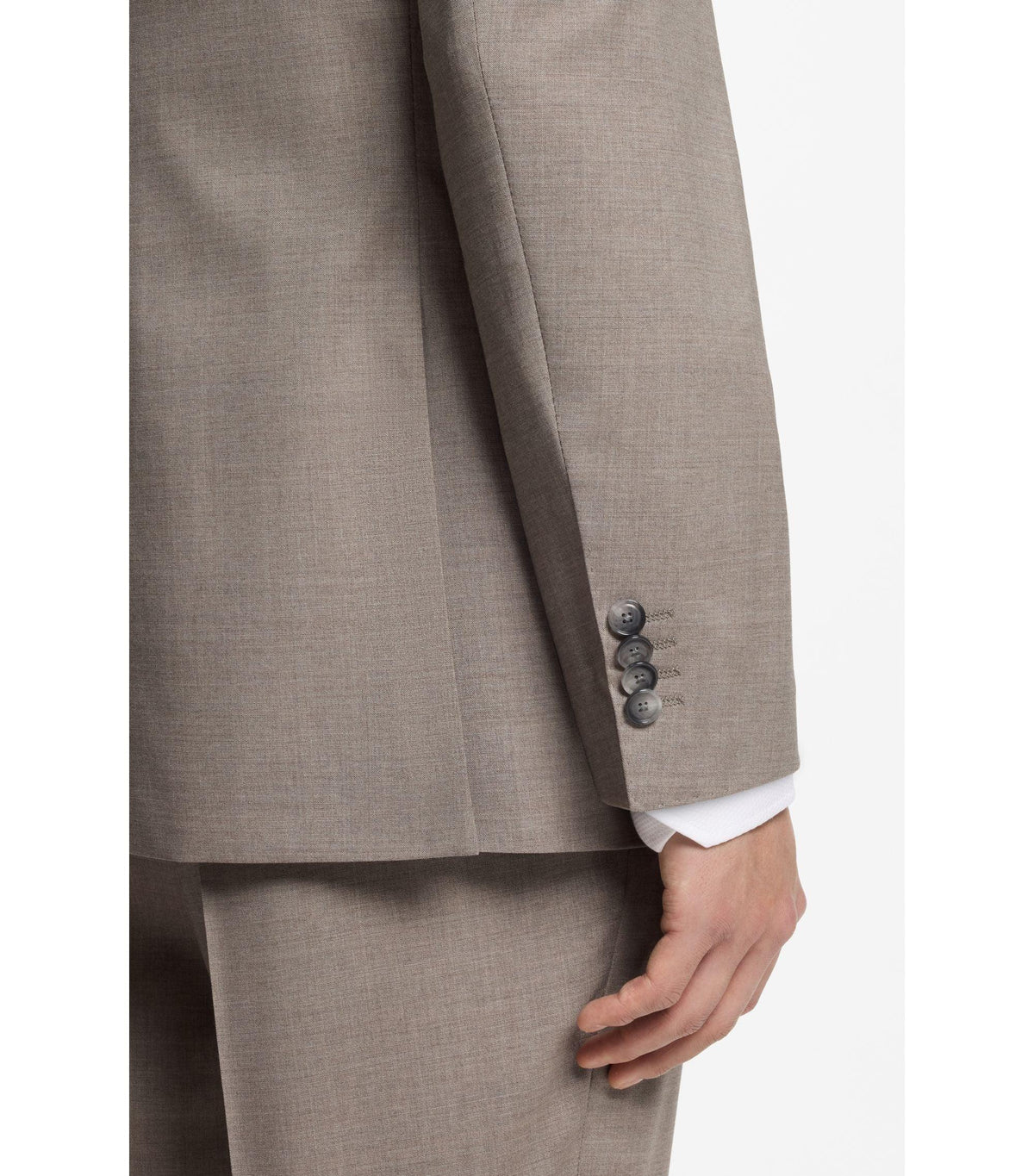 BOSS Black beige tvådelad regular fit-kostym i stretchig ull