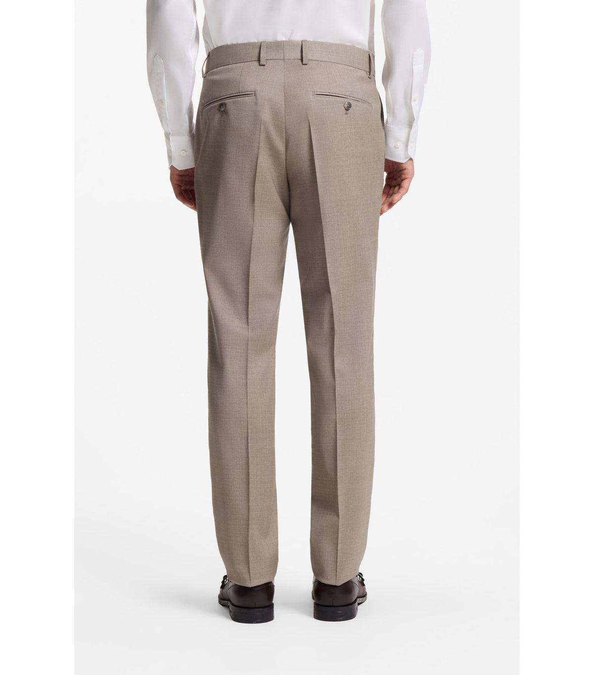 Tvådelad regular fit-kostym i melange av stretchig ull - Beige