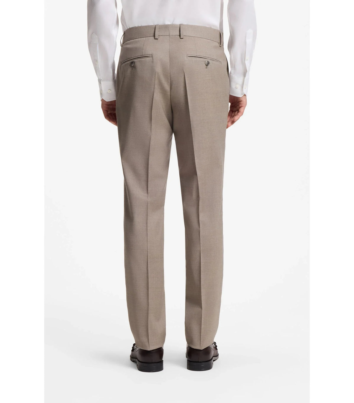BOSS Black beige regular fit-kostymbyxa i ullmelange