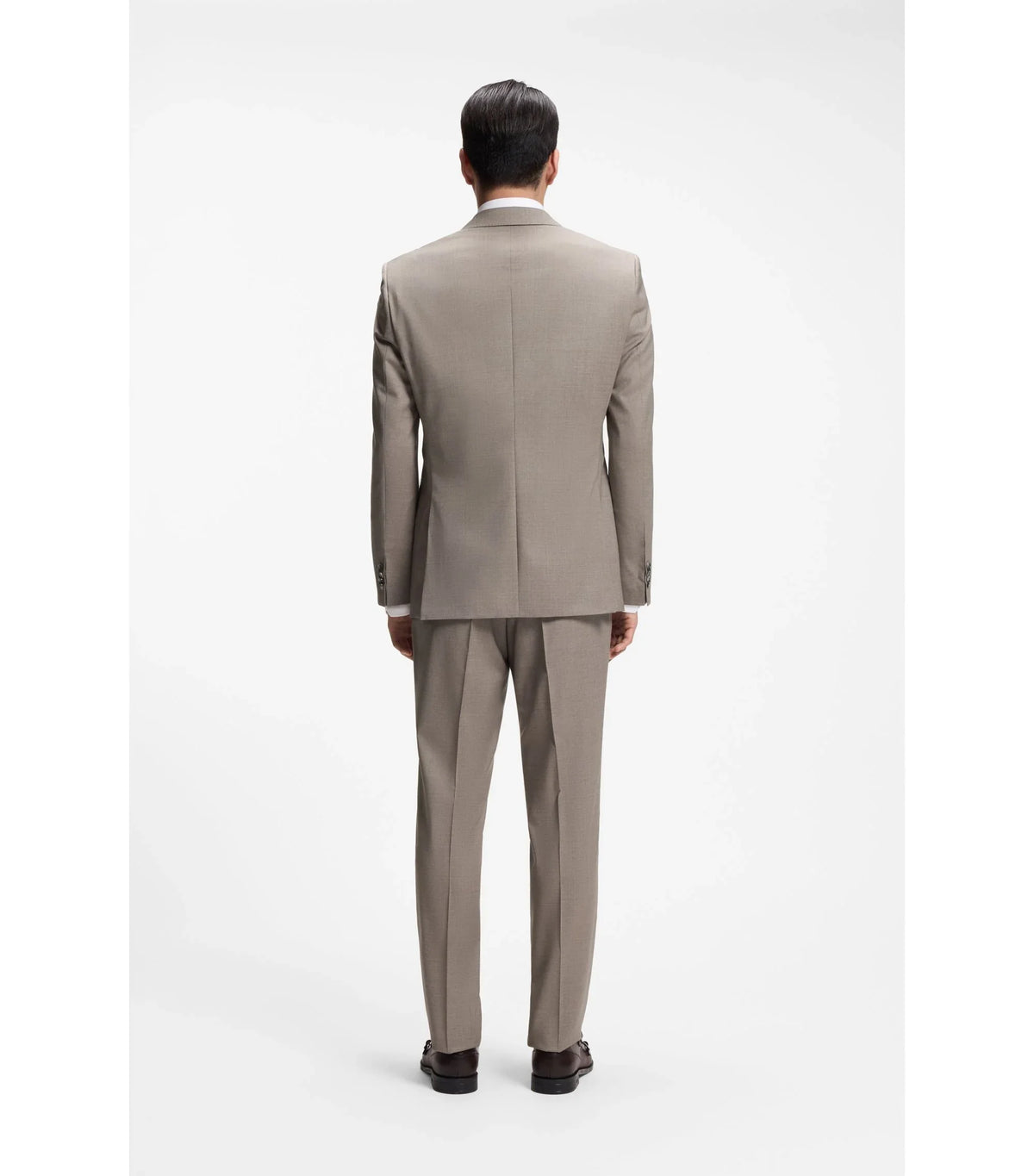BOSS Black tvådelad regular fit-kostym i beige melange ull