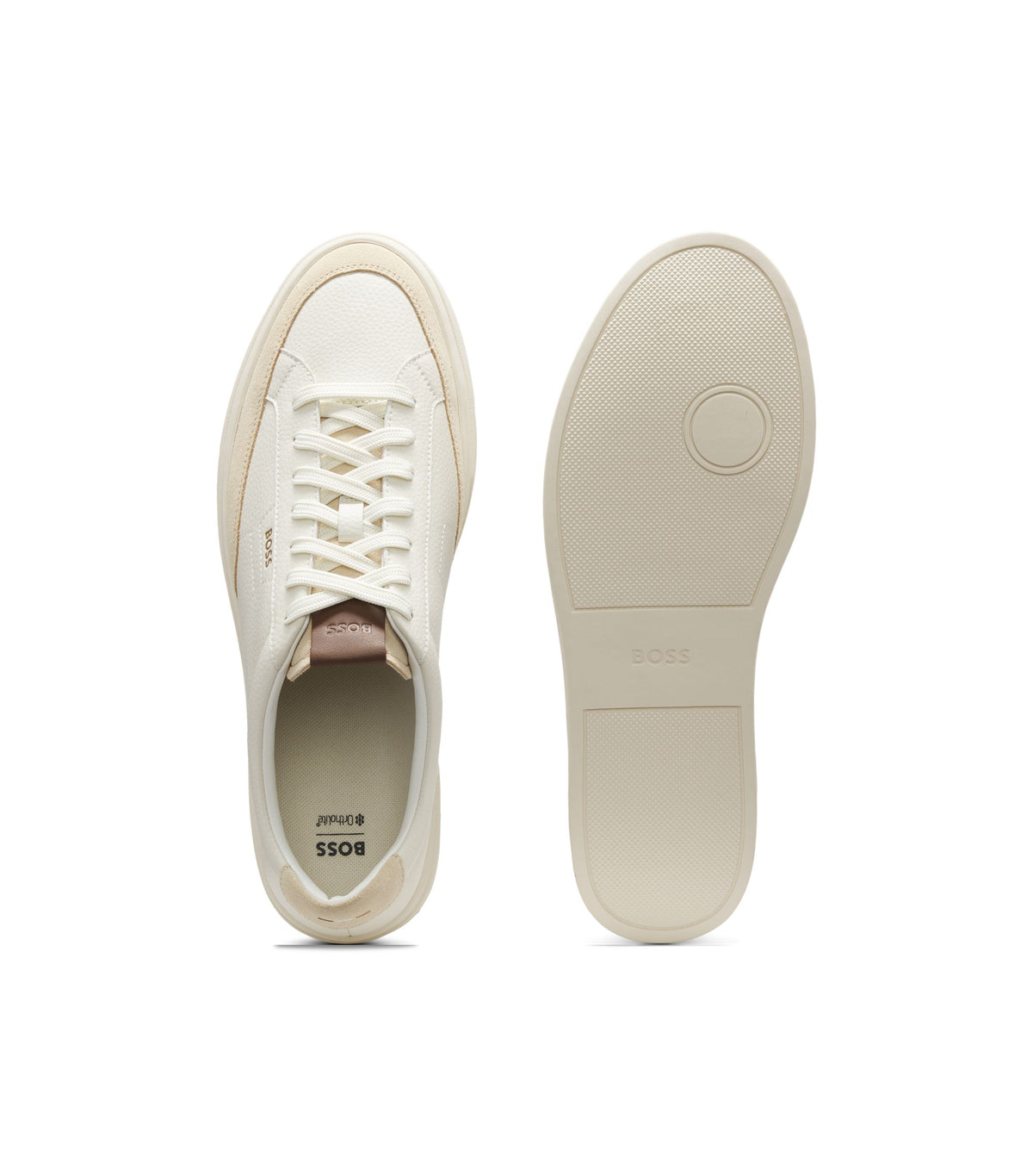 Sneakers i läder med mockadetaljer - Vit