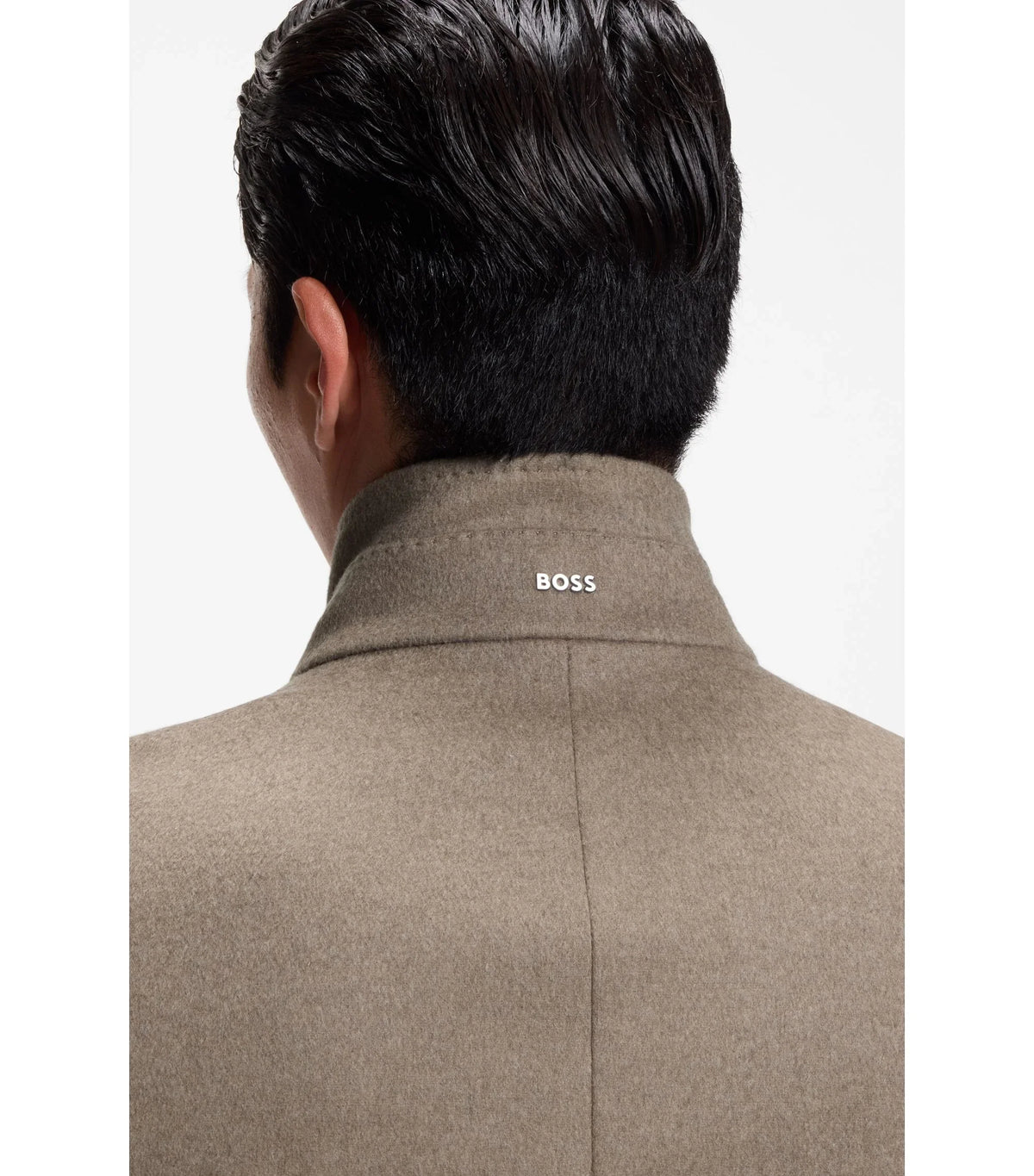 BOSS Black ljusbrun slim-fit rock med ståkrage