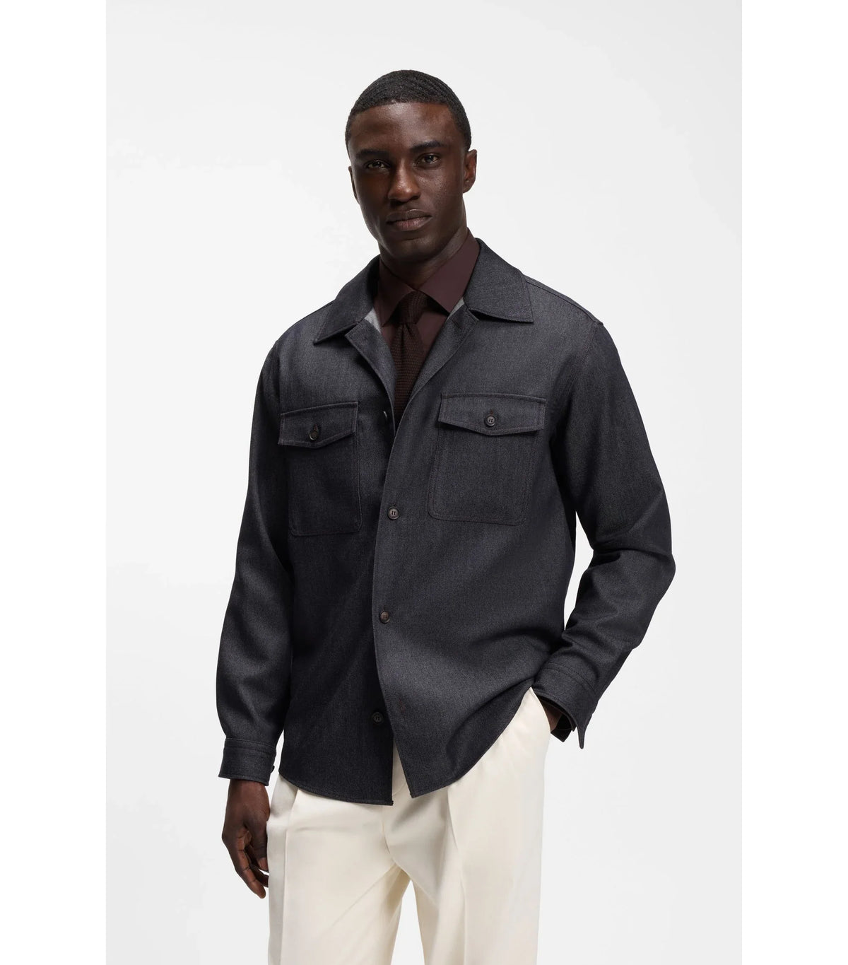 BOSS Black C-Carper mörkblå overshirt för herr