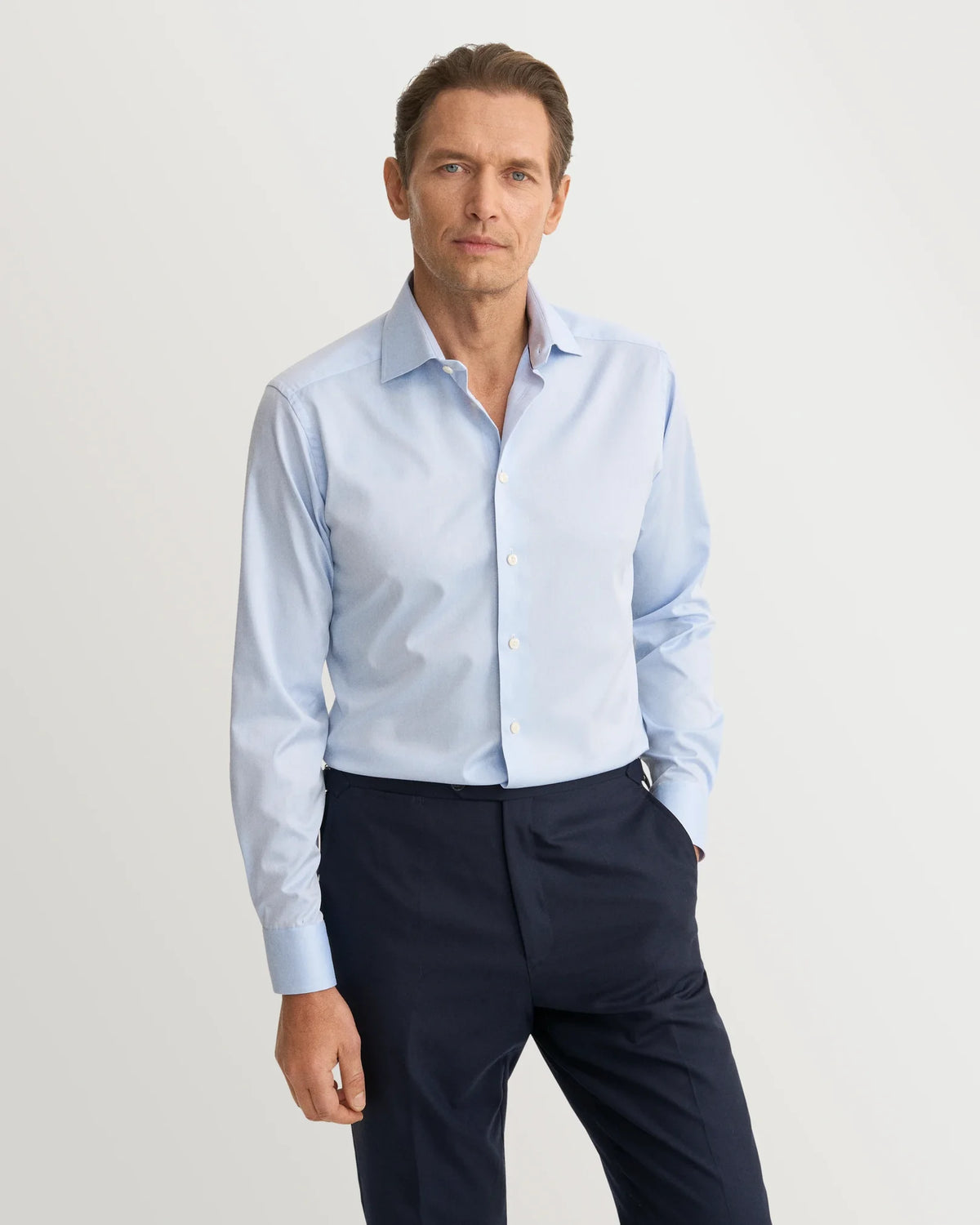 Signature Twill-skjorta Super Slim - Ljusblå – framsida