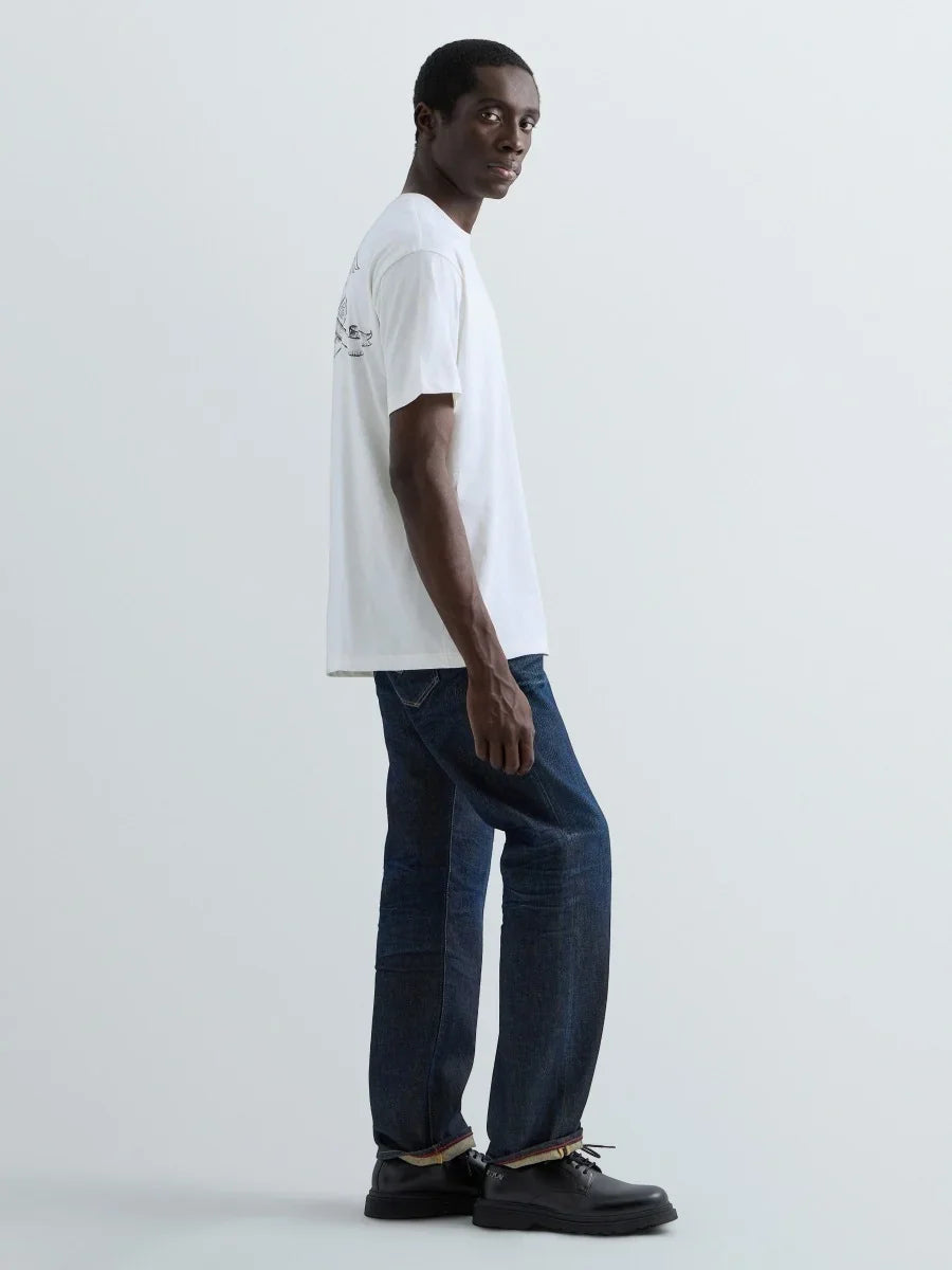 Replay vit relaxed fit t-shirt med industritryck i färgen Gardenia