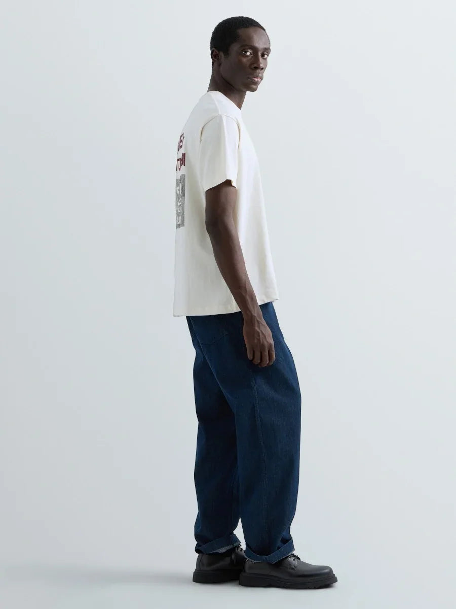Replay Relaxed fit T-shirt med bikergrafik i färgen Gardenia