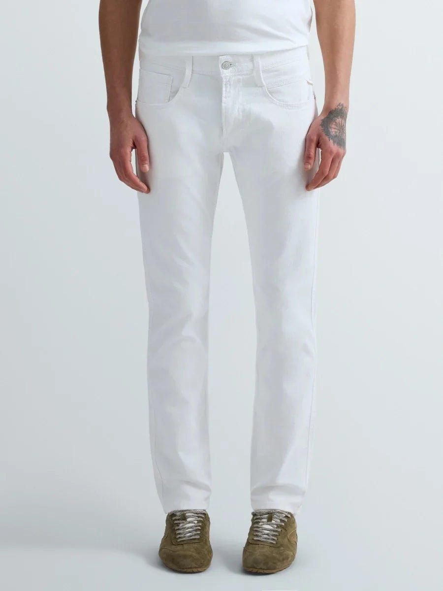 Replay Anbass slim fit-jeans i vitt för herr