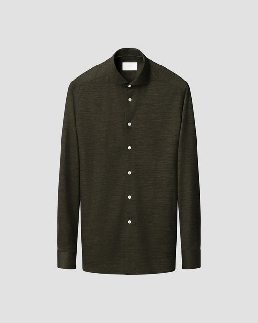 Jerseyskjorta i merinoull - Brun