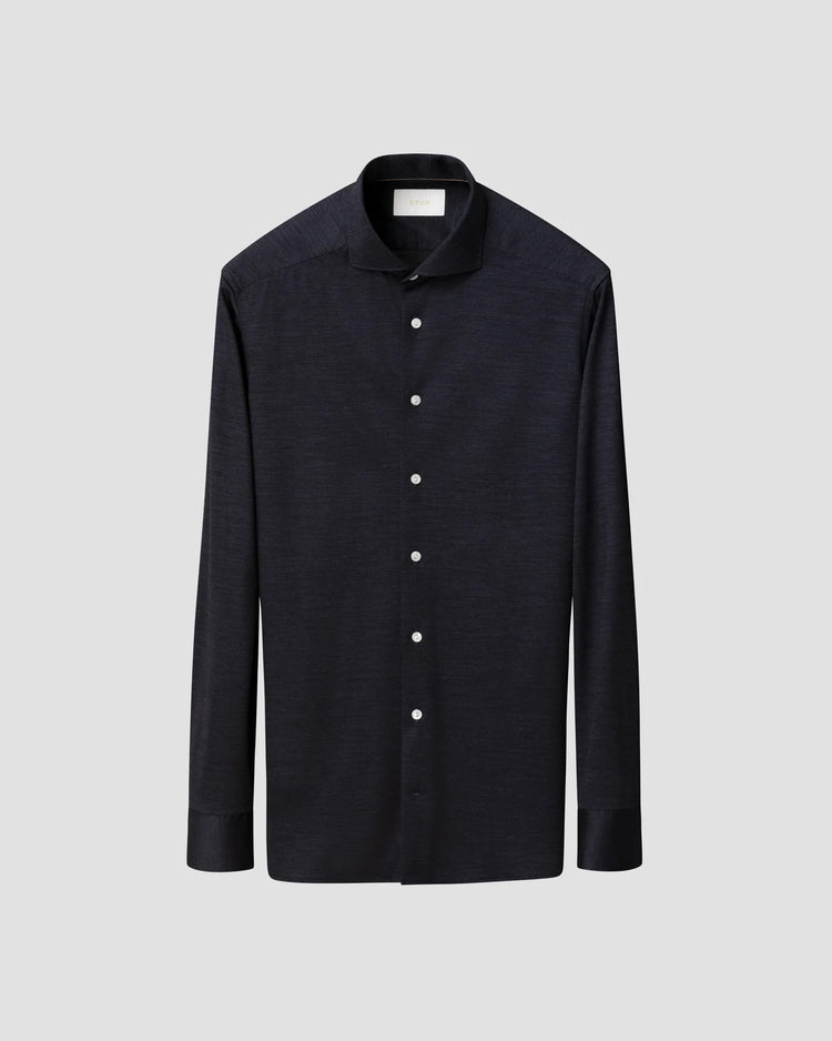 Jerseyskjorta i merinoull - Navy