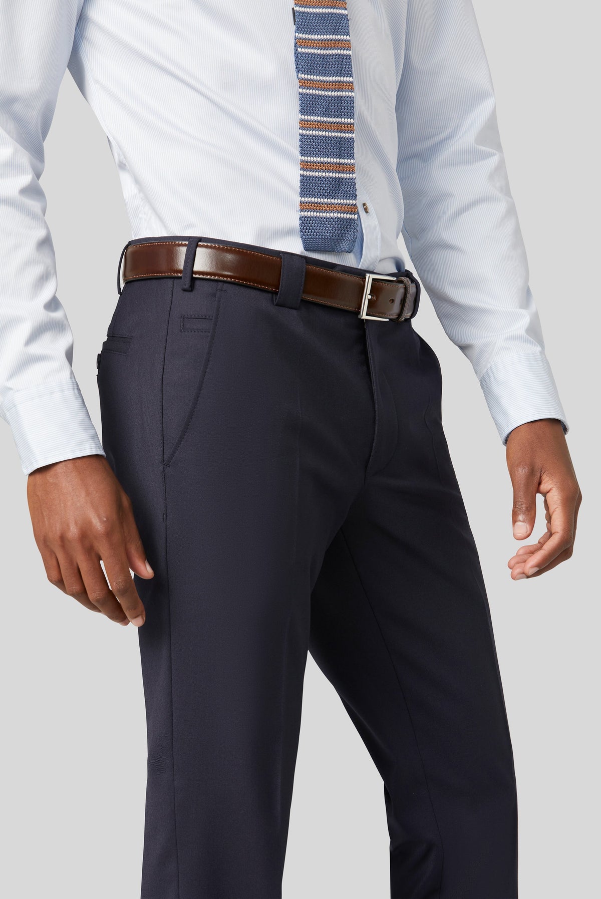 Roma Premium Soft Twill Byxor - Marinblå – detalj