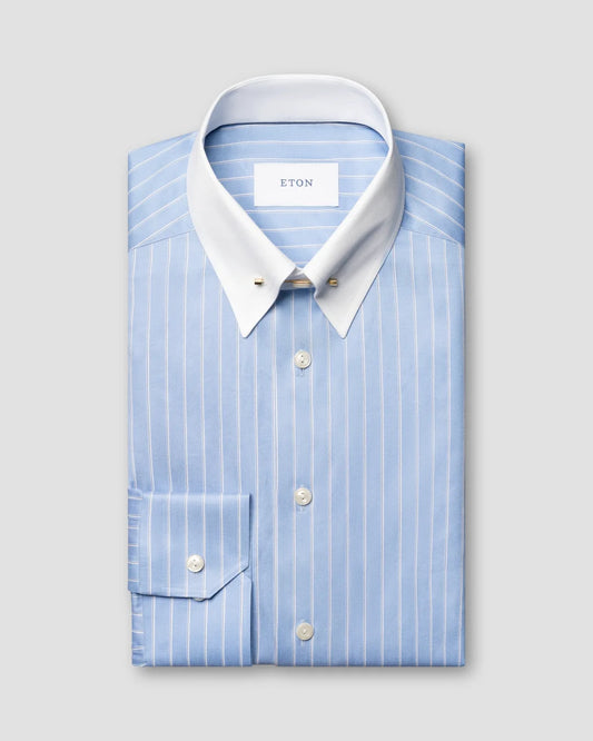 Randig Signature Twill-skjorta - Ljusblå