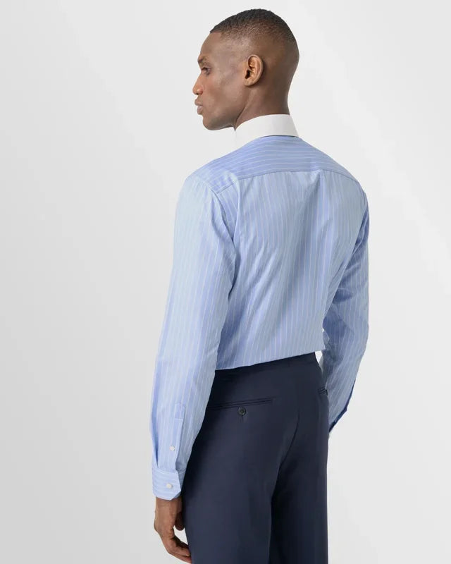 Eton randig Signature Twill-skjorta i ljusblått