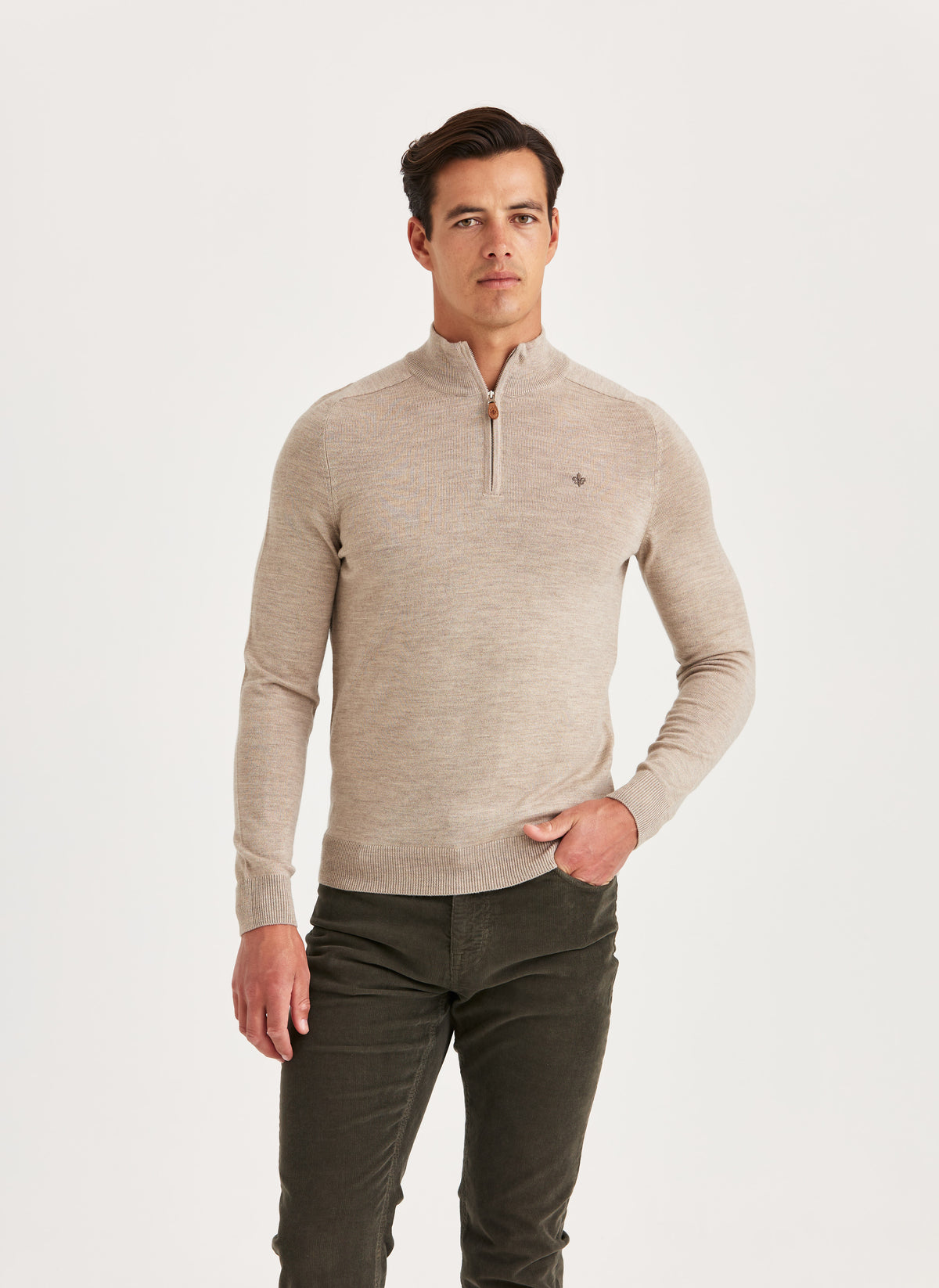 Merino John Zip - 05 Khaki