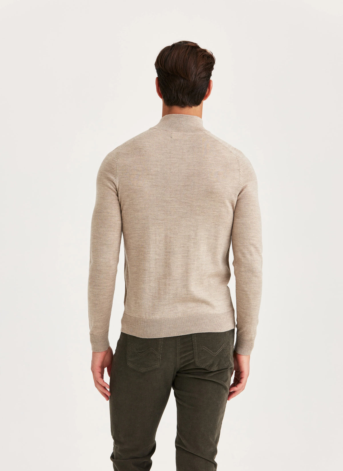 Morris Merino John Zip tröja i färgen khaki