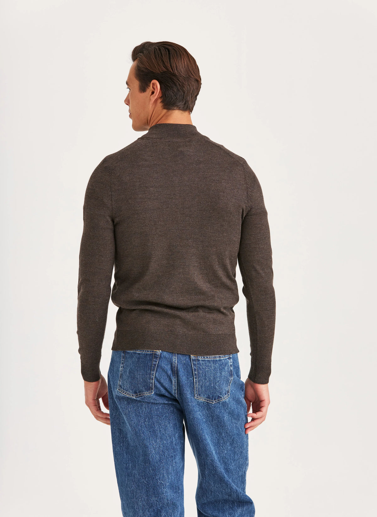 Morris Merino John Zip brun stickad tröja herr