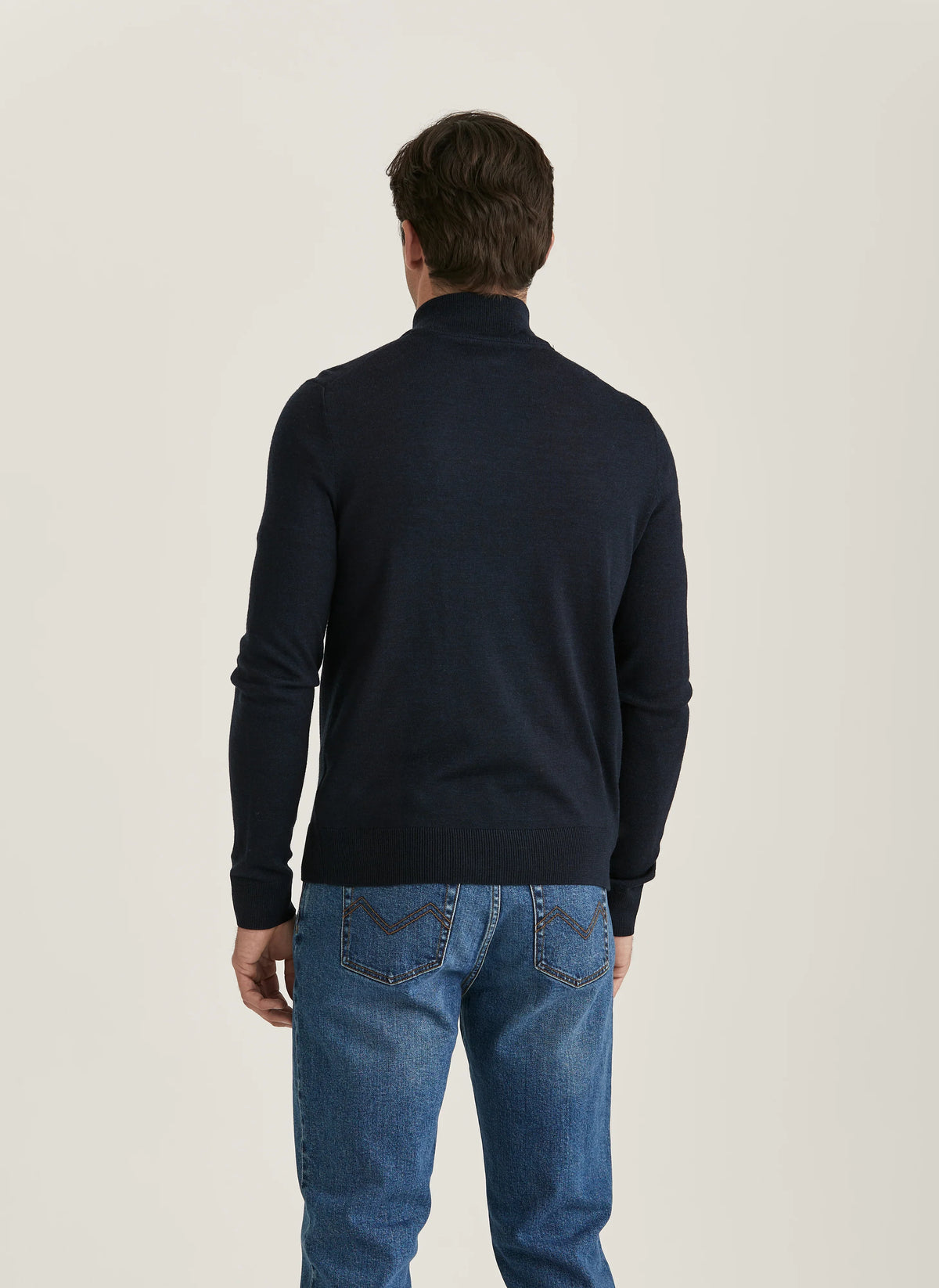 Morris Merino Zip Cardigan marinblå