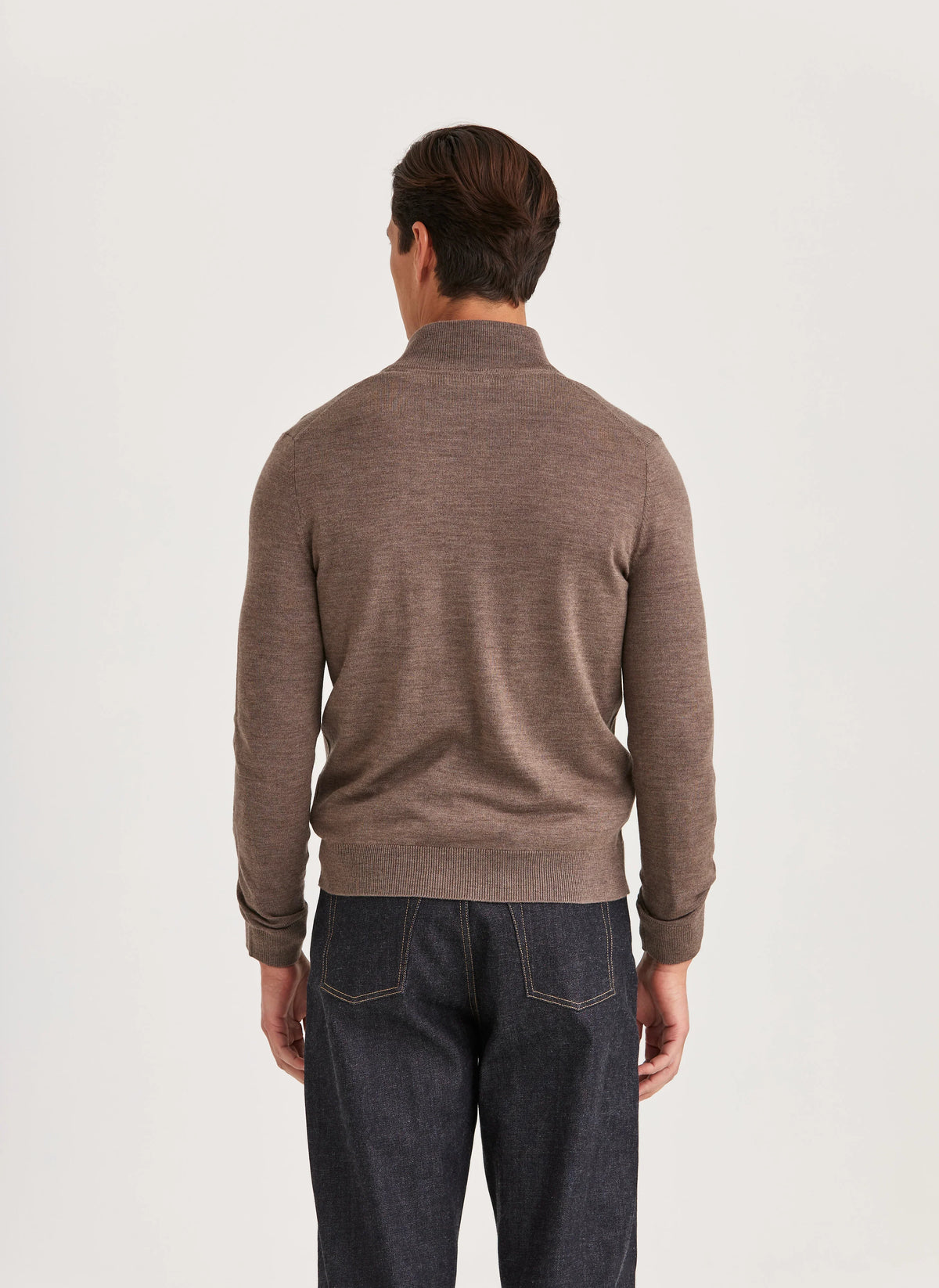 Morris Merino Zip Cardigan i brunt