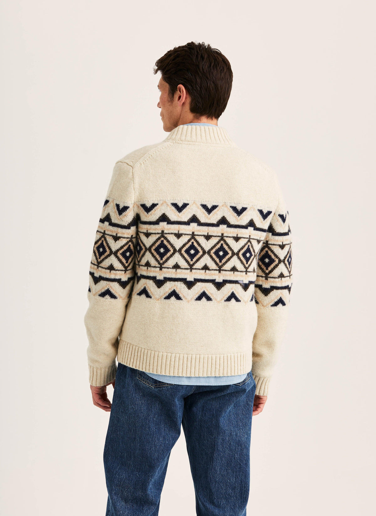 Morris Hadley Zip Cardigan i off white