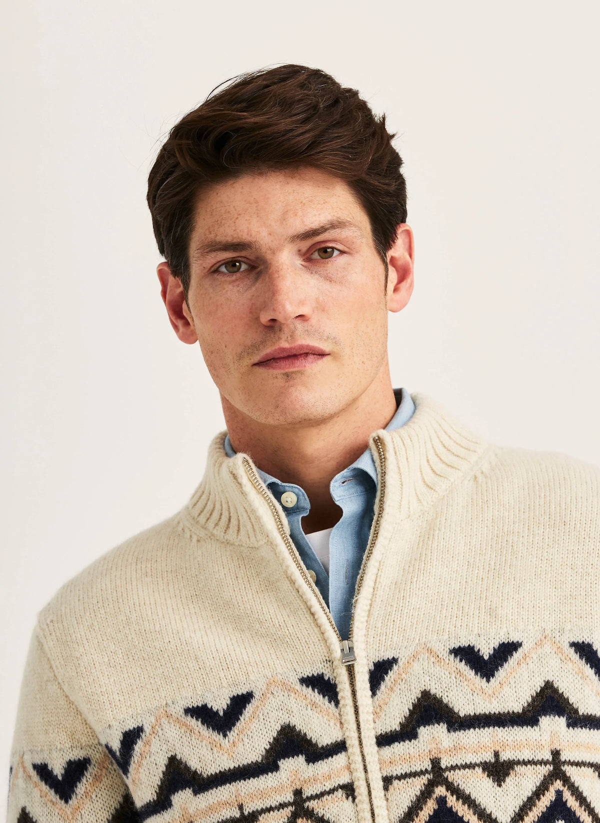 Morris Hadley Zip Cardigan i off white