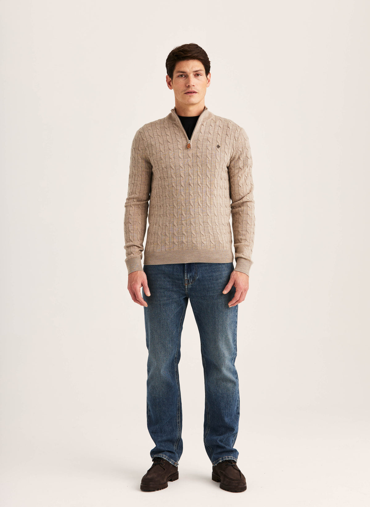Merino Cable John Zip - 05 Khaki