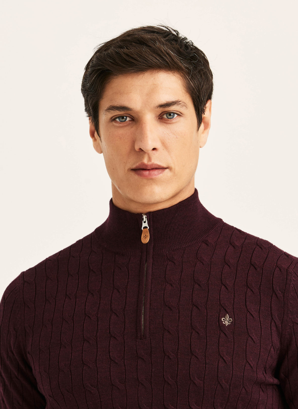 Merino Cable John Zip - 48 Wine Red