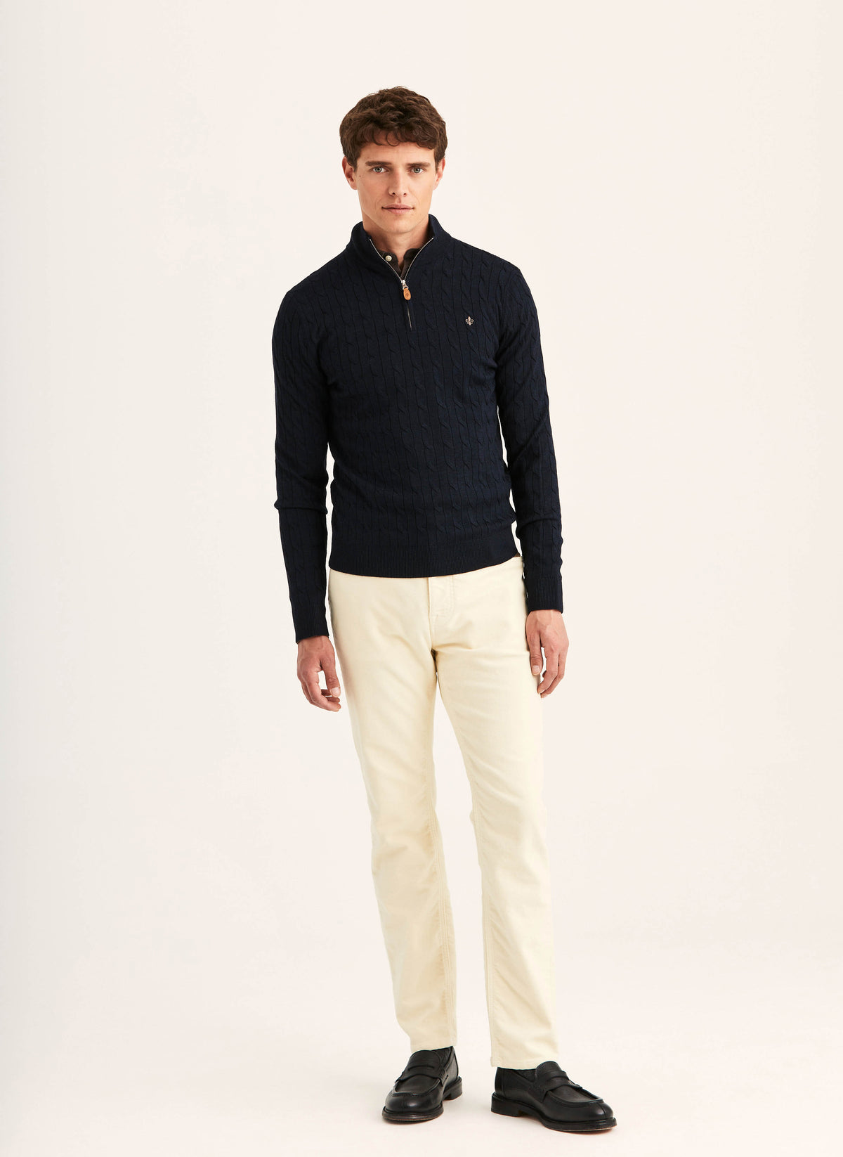 Merino Cable John Zip - 60 Navy