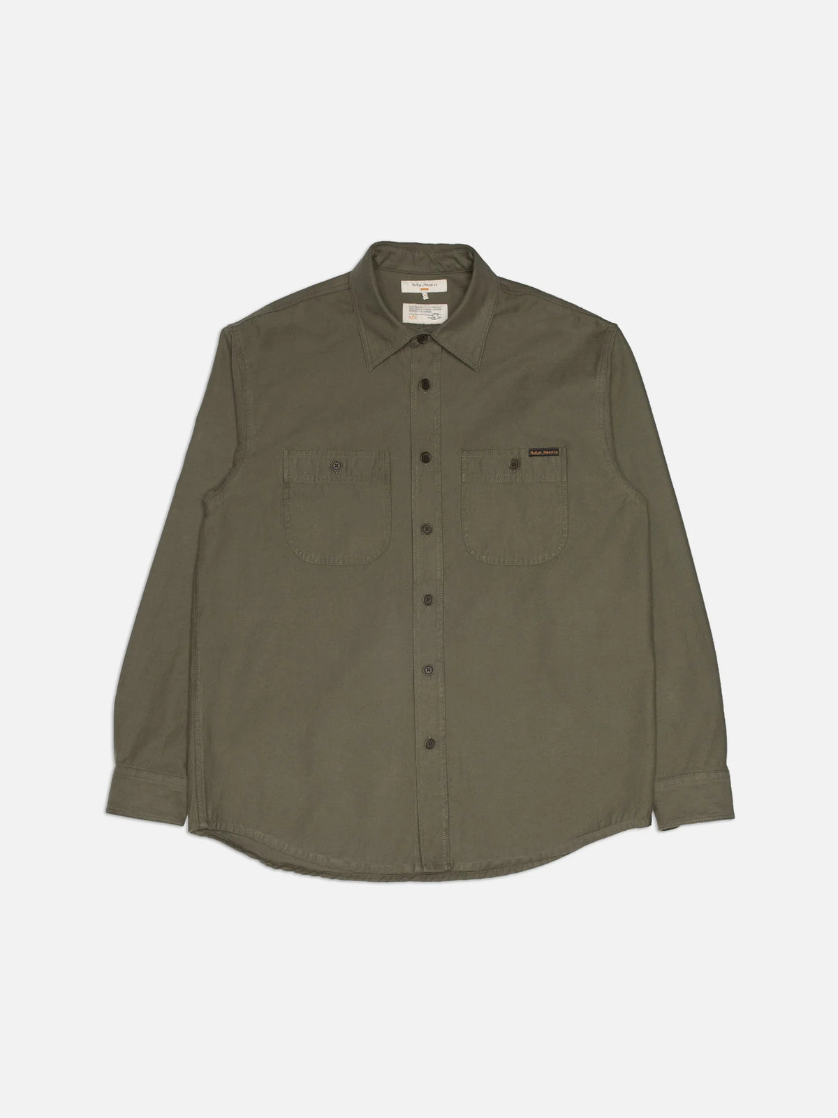 Julian Shirt Back Sateen Olive Green - Olive Green