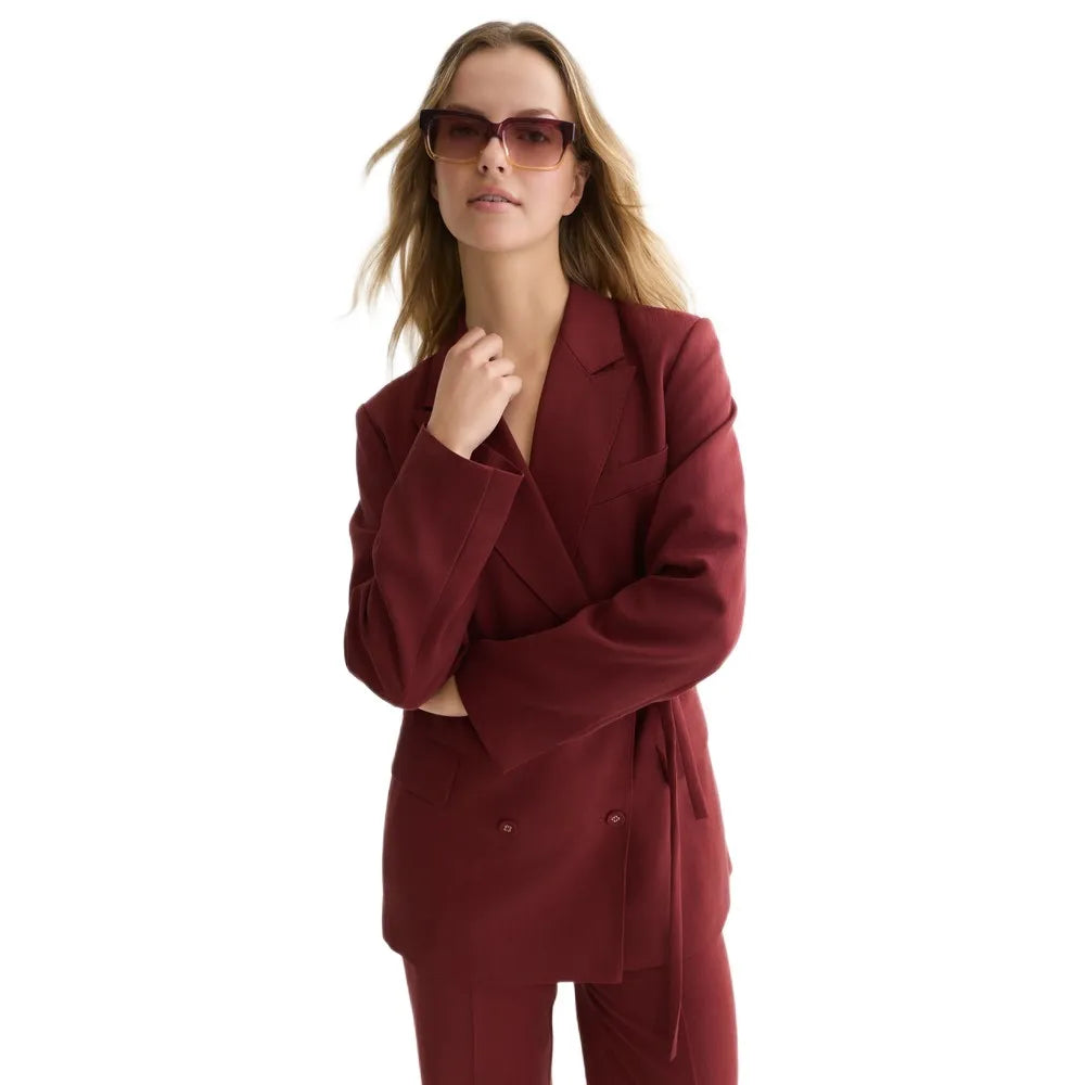 Lyocell blend double breasted blazer - Pomegranate
