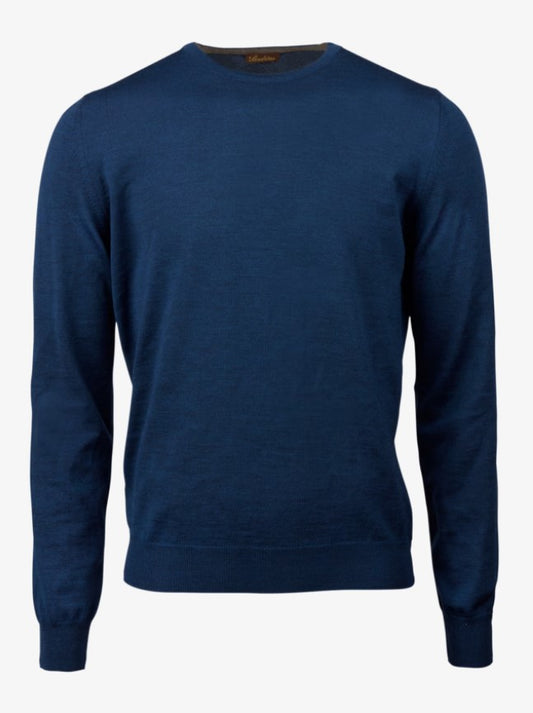 Sweater Knitted Crew Neck Merino Wool - 150 Blue