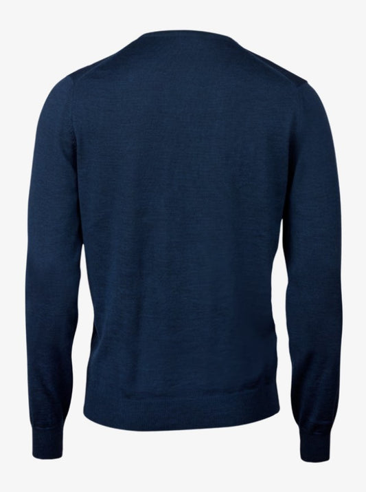 Sweater Knitted Crew Neck Merino Wool - 150 Blue