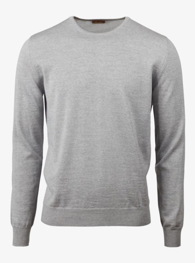 Sweater Knitted Crew Neck Merino Wool - 300 Light grey