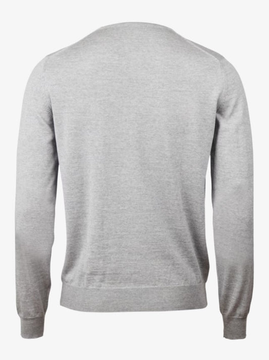 Sweater Knitted Crew Neck Merino Wool - 300 Light grey