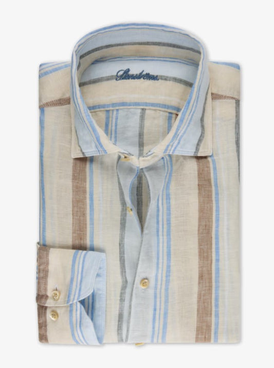 Fitted Body linneskjorta - Blue stripe