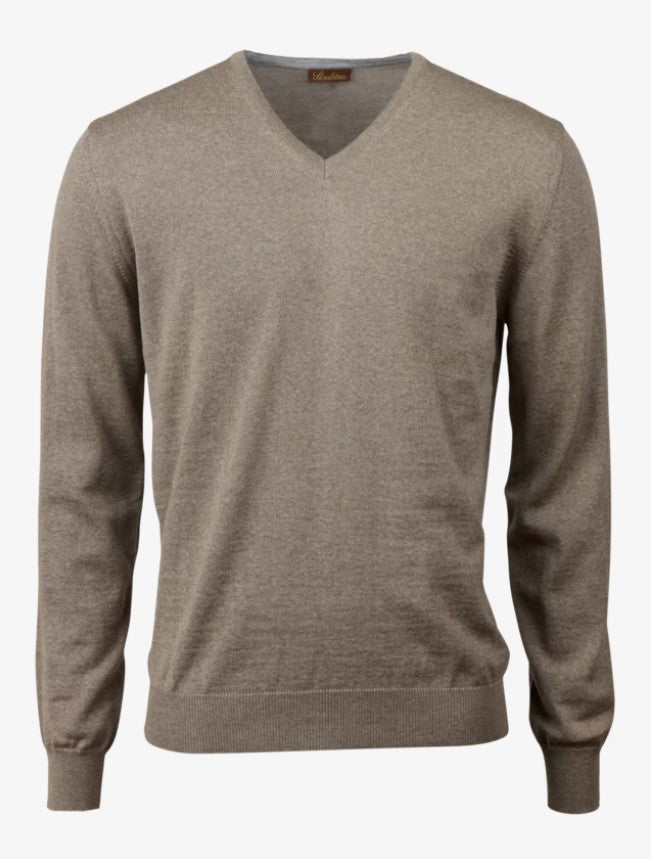 Sweater Knitted V-Neck Merino Wool - 260 Light Brown