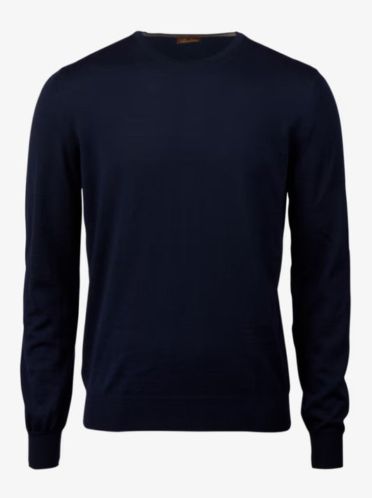 Sweater Knitted Crew Neck Merino Wool - 190 Navy