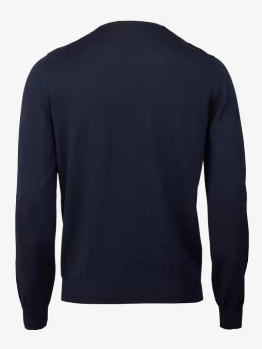Sweater Knitted Crew Neck Merino Wool - 190 Navy