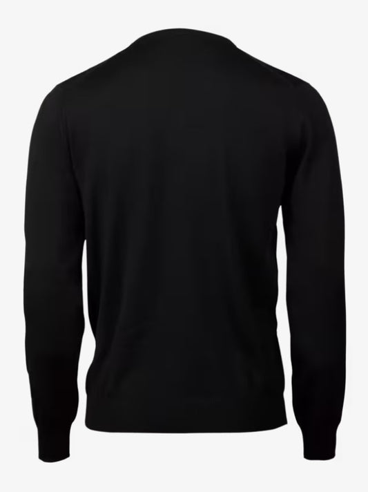 Sweater Knitted Crew Neck Merino Wool - 600 Black