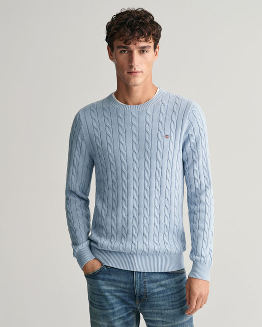 COTTON CABLE C-NECK - 474 DOVE BLUE