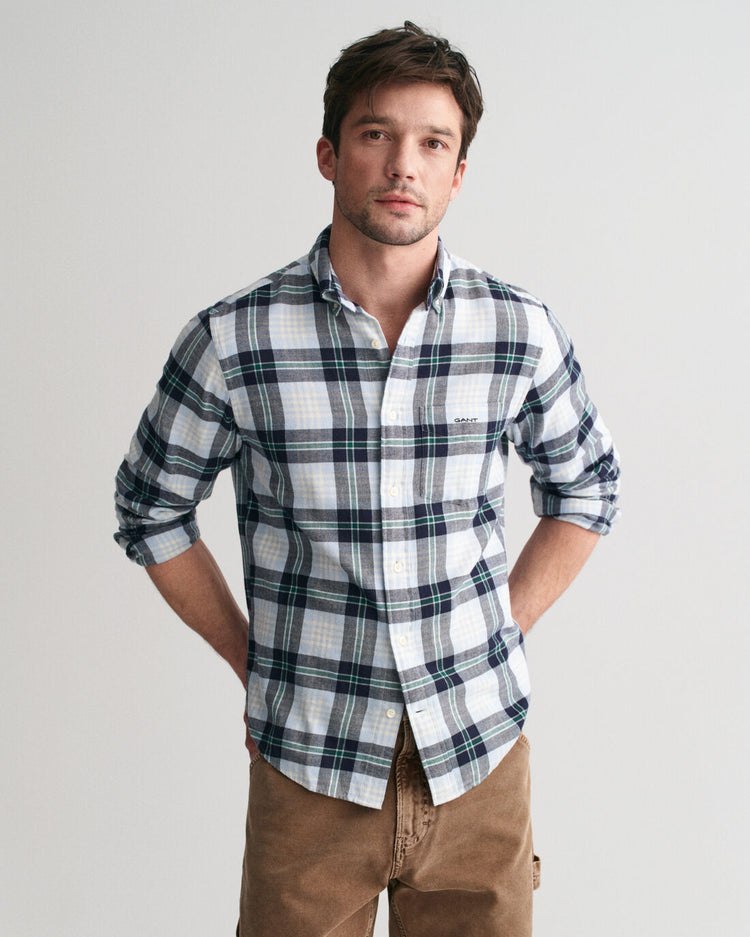 REG FLANNEL PLAID SHIRT - 220 CACAO