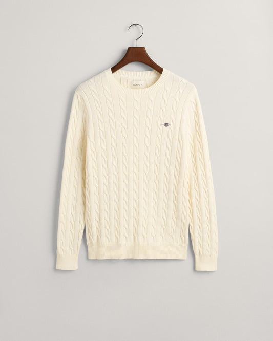 COTTON CABLE C-NECK - 130 CREAM