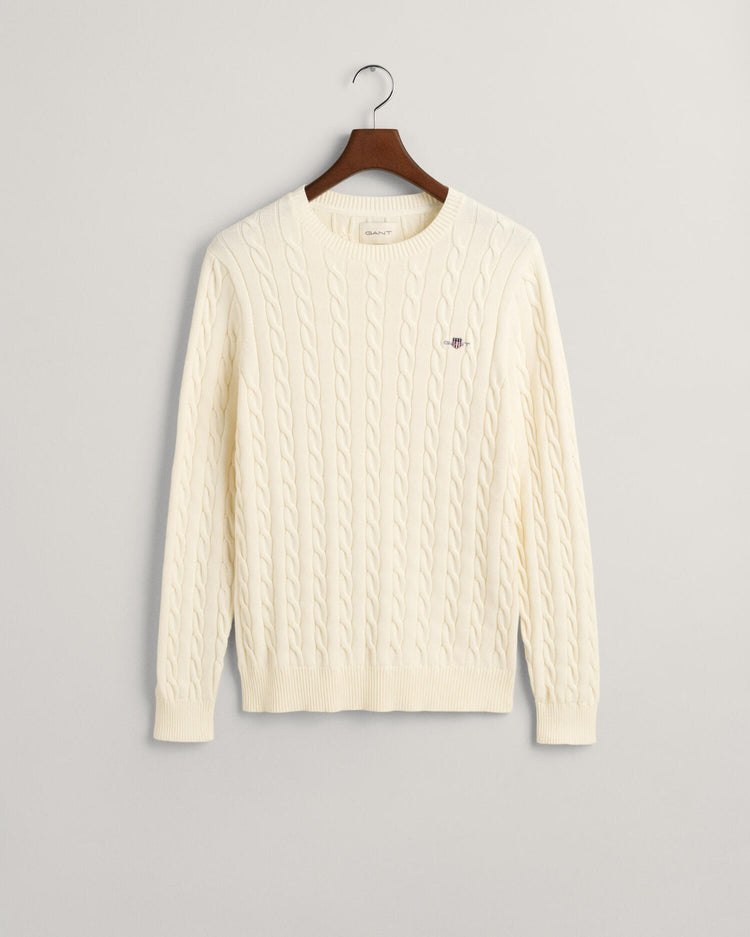 COTTON CABLE C-NECK - 130 CREAM