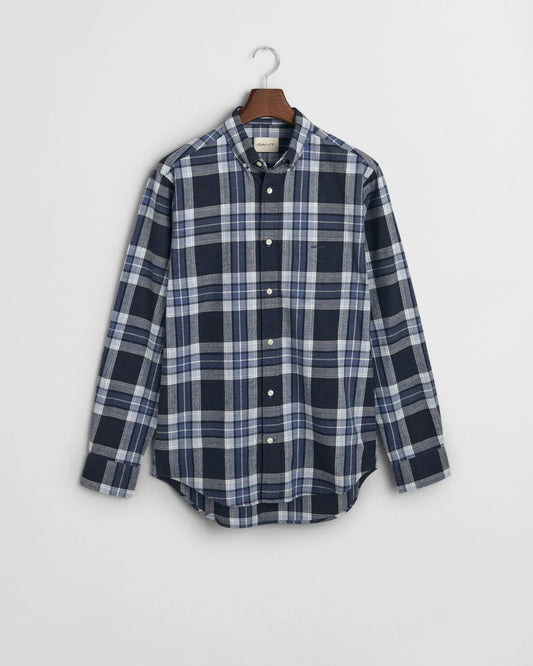 REG TARTAN MELANGE CHECK SHIRT - 433 EVENING BLUE