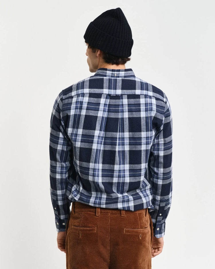 REG TARTAN MELANGE CHECK SHIRT - 433 EVENING BLUE