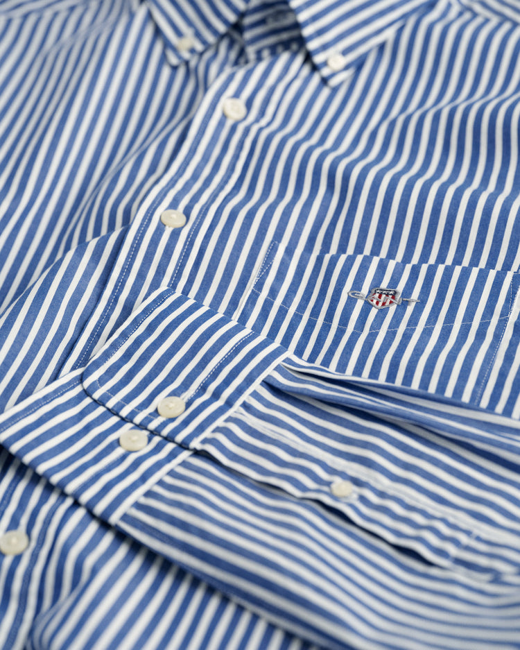 REG CLASSIC POPLIN STRIPE SHIRT - 436 COLLEGE BLUE