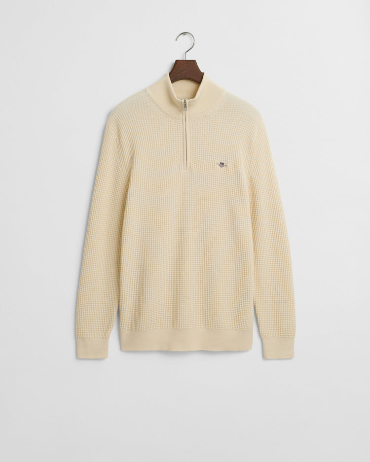 TEXTURED COTTON C-NECK - 130 CREAM