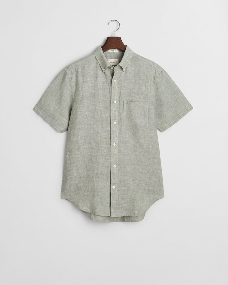 REG LINEN SS SHIRT - 362 KALAMATA GREEN